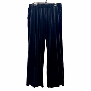 Black Velour Wide-Leg Pants
